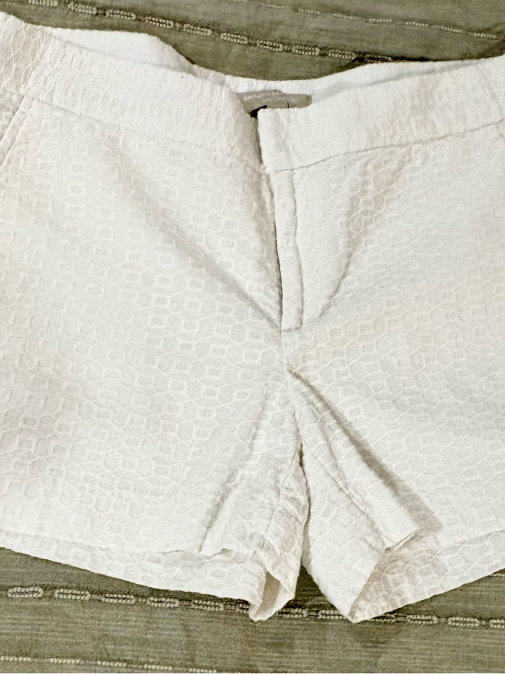 Banana Republic Ivory Textured High-Waist Shorts